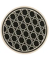 Safavieh Courtyard CY6916 Black and Beige 5'3" x 5'3" Round Outdoor Area Rug