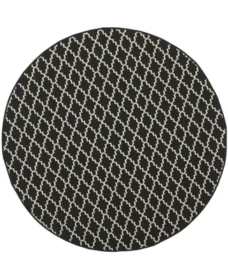 Safavieh Courtyard CY6919 Black and Beige 5'3" x 5'3" Round Outdoor Area Rug