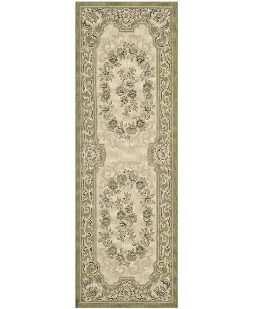 Safavieh Courtyard CY7208 Cream and Green 2'3" x 6'7" Sisal Weave Runner Outdoor Area Rug