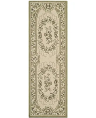 Safavieh Courtyard CY7208 Cream and Green 2'3" x 6'7" Sisal Weave Runner Outdoor Area Rug