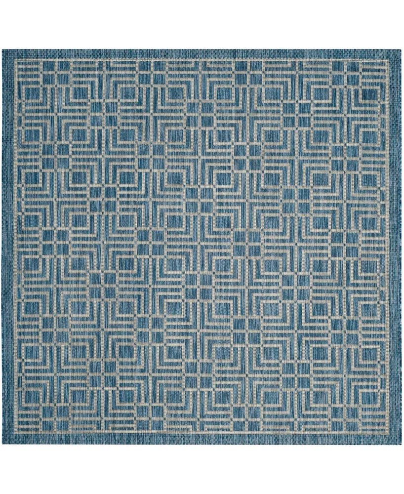 Safavieh Courtyard CY8467 Navy and Gray 6'7" x 6'7" Square Outdoor Area Rug