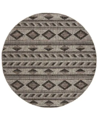Safavieh Courtyard CY8529 Gray and Black 6'7" x 6'7" Round Outdoor Area Rug