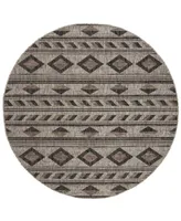 Safavieh Courtyard CY8529 Gray and Black 6'7" x 6'7" Round Outdoor Area Rug