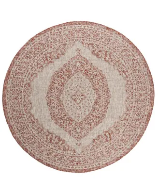 Safavieh Courtyard CY8751 Light Beige and Terracotta 6'7" x 6'7" Sisal Weave Round Outdoor Area Rug