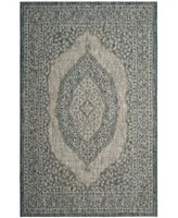 Safavieh Courtyard CY8751 Light Gray and Teal 5'3" x 7'7" Sisal Weave Outdoor Area Rug