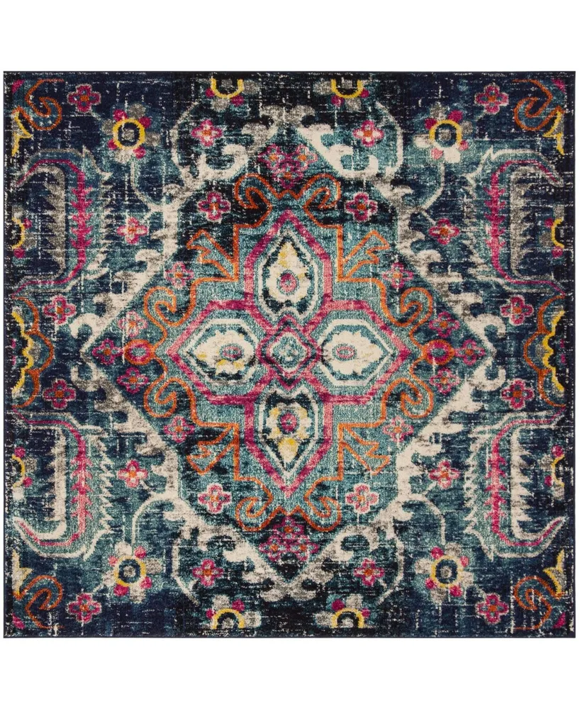 Safavieh Monaco MNC252 Blue and Fuchsia 6'7" x 6'7" Square Area Rug