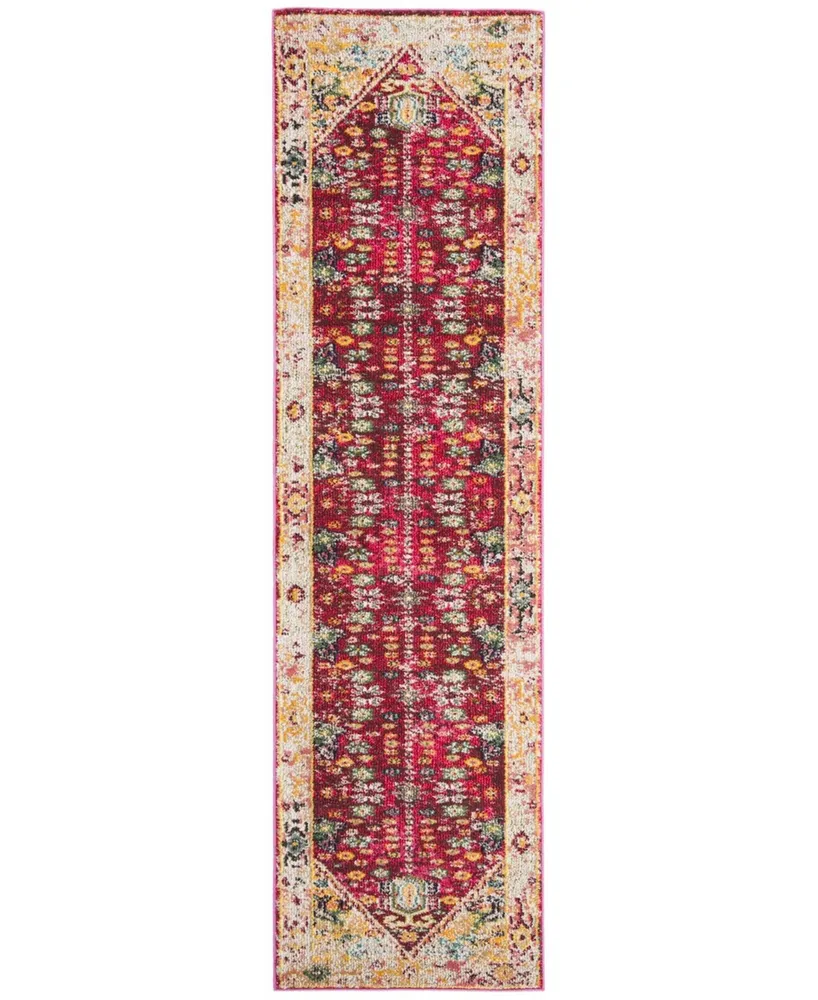 Safavieh Monaco MNC256 Fuchsia and Light Grey 2'2" x 8' Runner Area Rug