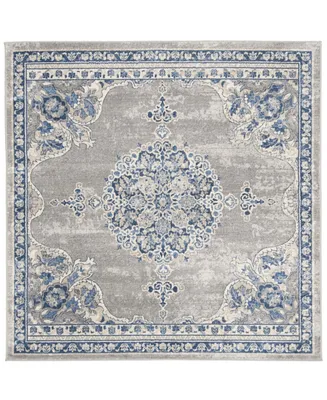 Safavieh Brentwood BNT867 Light Gray and Blue 6'7" x 6'7" Square Area Rug