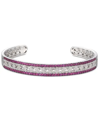 Sapphire (1-3/4 ct. t.w.) & Diamond (1/10 Bangle Bracelet Sterling Silver (Also Available Ruby Emerald)