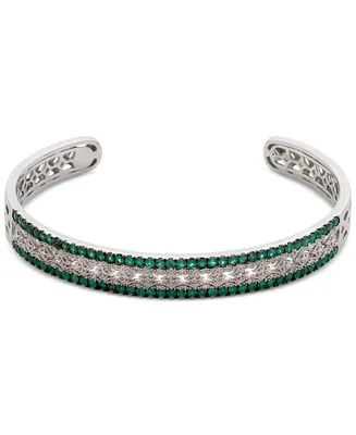 Sapphire (1-3/4 ct. t.w.) & Diamond (1/10 Bangle Bracelet Sterling Silver (Also Available Ruby Emerald)