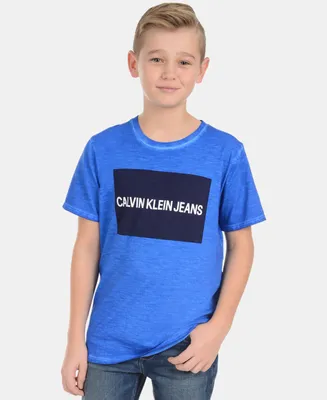 Calvin Klein Big Boys color-blocked Logo-Print Cotton T-Shirt