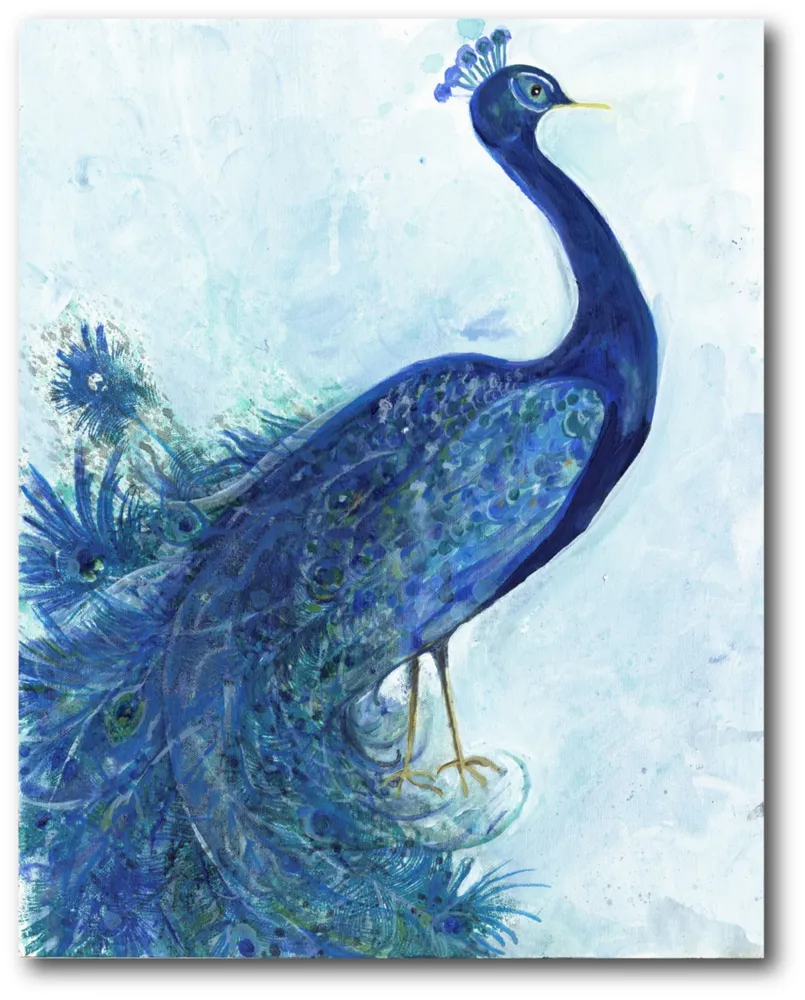 Courtside Market The Blue Peacock Gallery-Wrapped Canvas Wall Art - 16" x 20"