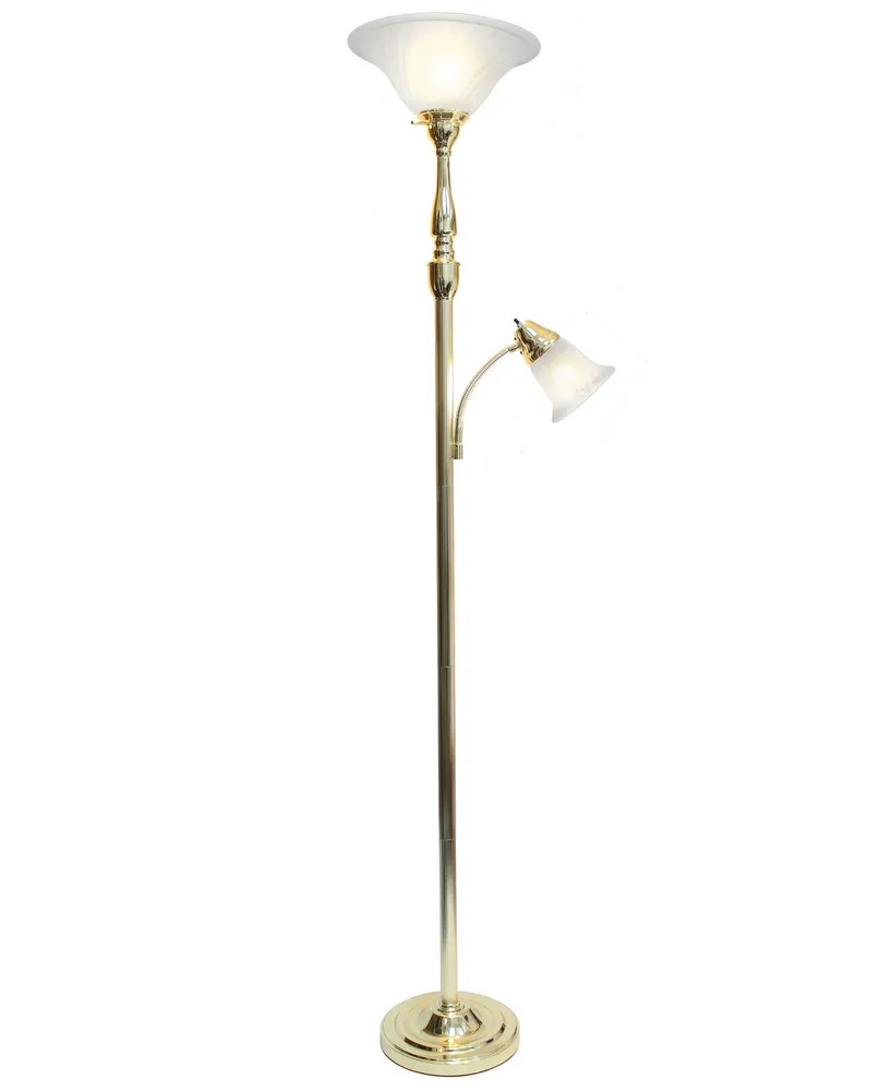 Elegant Designs 2 Light Mother Daughter Floor Lamp with White Marble Glass