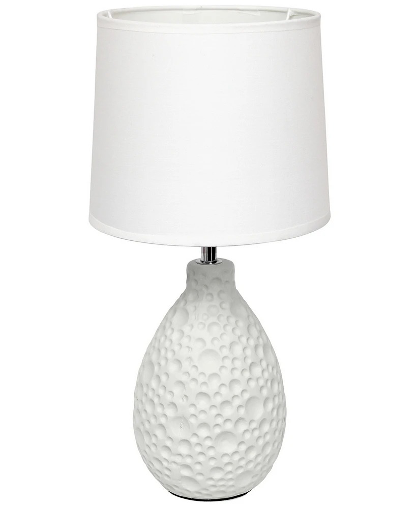 Simple Designs Textured Stucco Ceramic Oval Table Lamp