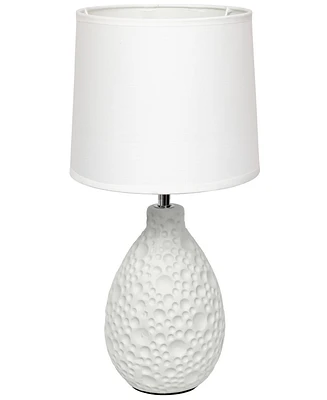 Simple Designs Textured Stucco Ceramic Oval Table Lamp