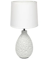 Simple Designs Textured Stucco Ceramic Oval Table Lamp
