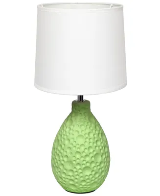 Simple Designs Textured Stucco Ceramic Oval Table Lamp