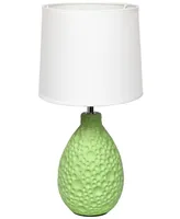 Simple Designs Textured Stucco Ceramic Oval Table Lamp