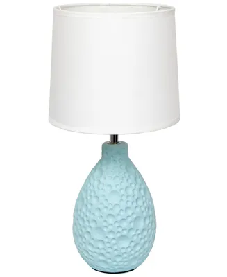 Simple Designs Textured Stucco Ceramic Oval Table Lamp