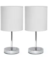 Simple Designs Chrome Mini Basic Table Lamp with Fabric Shade 2 Pack Set