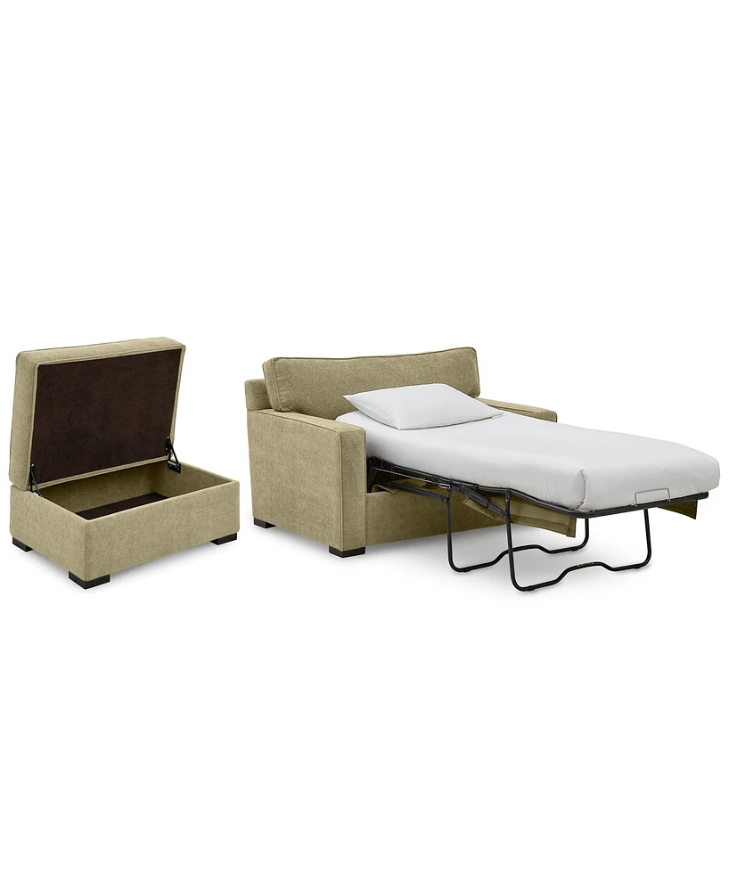 Radley 54" Fabric Chair Bed & 36" Storage Ottoman, Created for Macy's