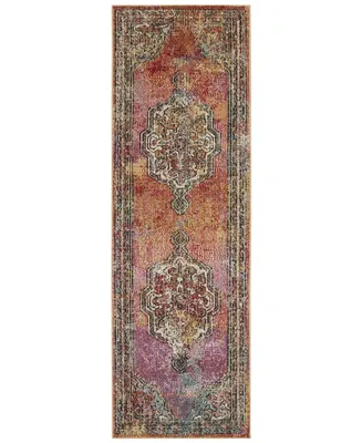 Safavieh Crystal CRS502 Orange and Light Blue 2'2" x 9' Runner Area Rug