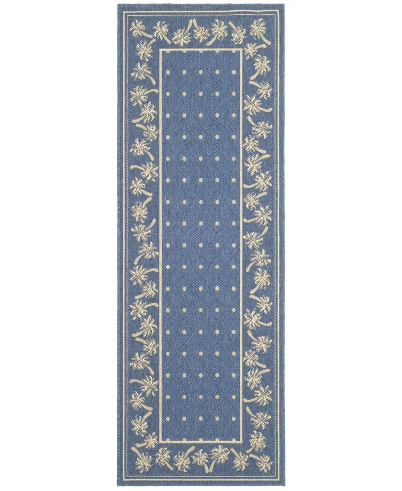 Safavieh Courtyard CY5148 Blue and Ivory 2'7" x 8'2" Runner Outdoor Area Rug