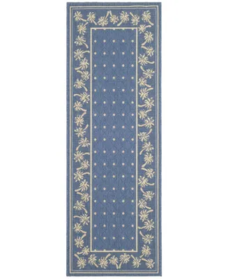 Safavieh Courtyard CY5148 Blue and Ivory 2'7" x 8'2" Runner Outdoor Area Rug