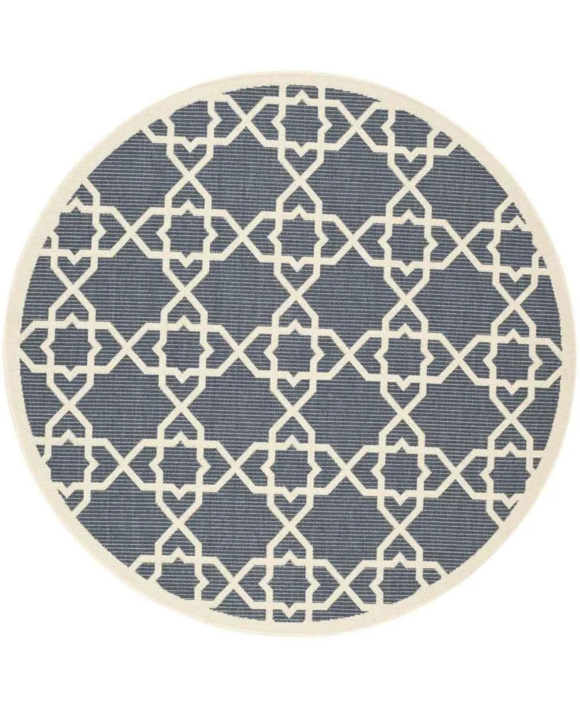 Safavieh Courtyard CY6032 Navy and Beige 6'7" x 6'7" Sisal Weave Round Outdoor Area Rug