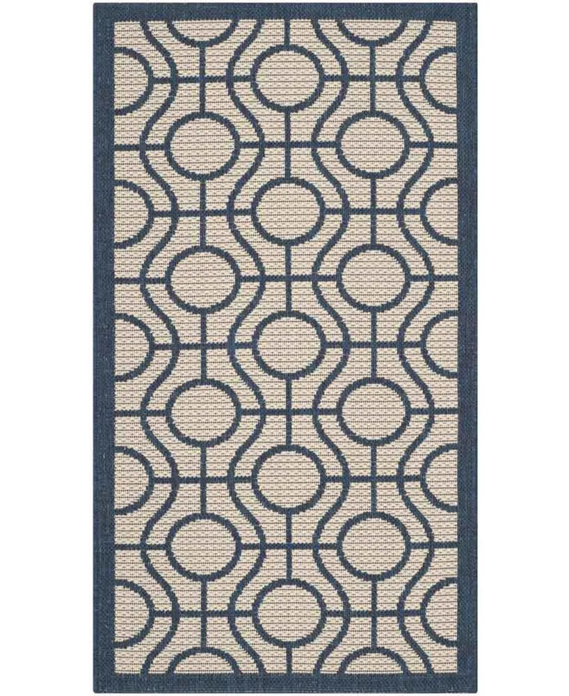 Safavieh Courtyard CY6115 Beige and Navy 2'7" x 5' Sisal Weave Outdoor Area Rug