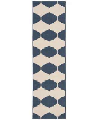 Safavieh Courtyard CY6162 Beige and Navy 2'3" x 12' Runner Outdoor Area Rug