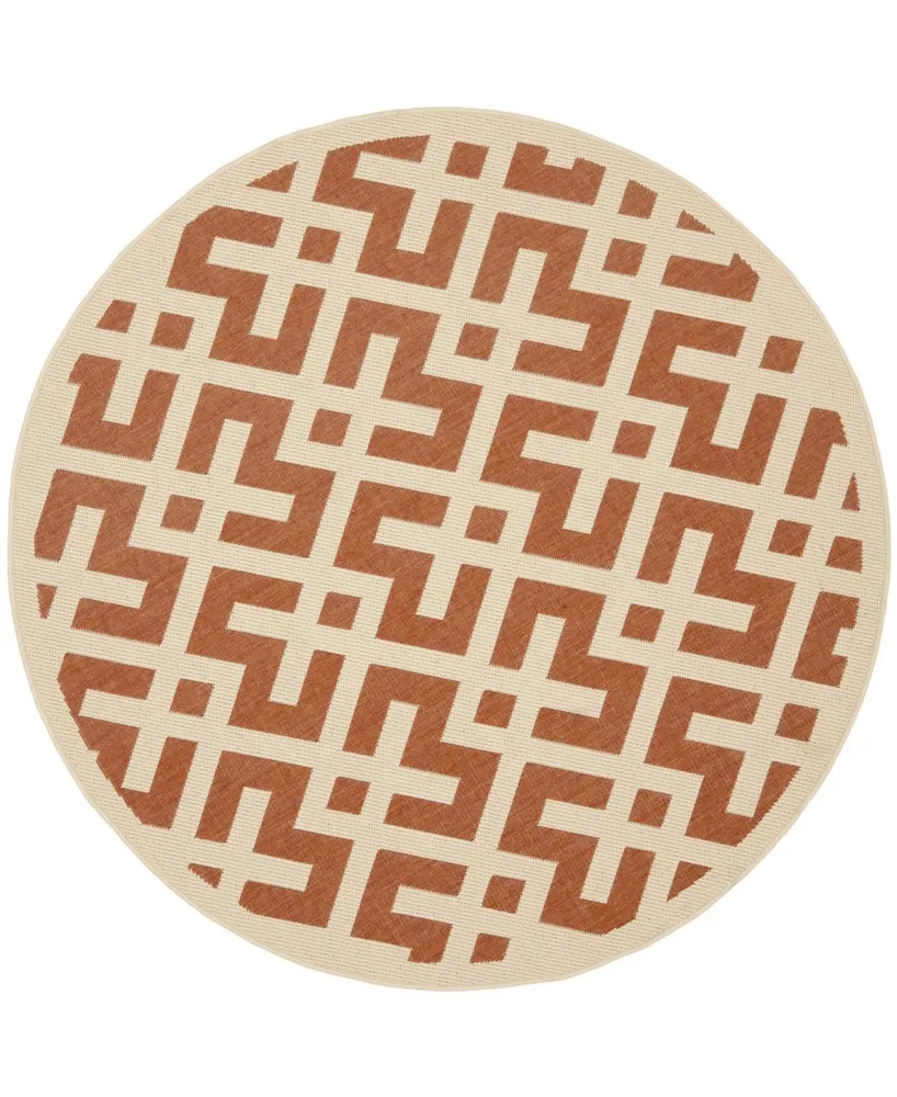 Safavieh Courtyard CY6915 Terracotta and Bone 6'7" x 6'7" Round Outdoor Area Rug