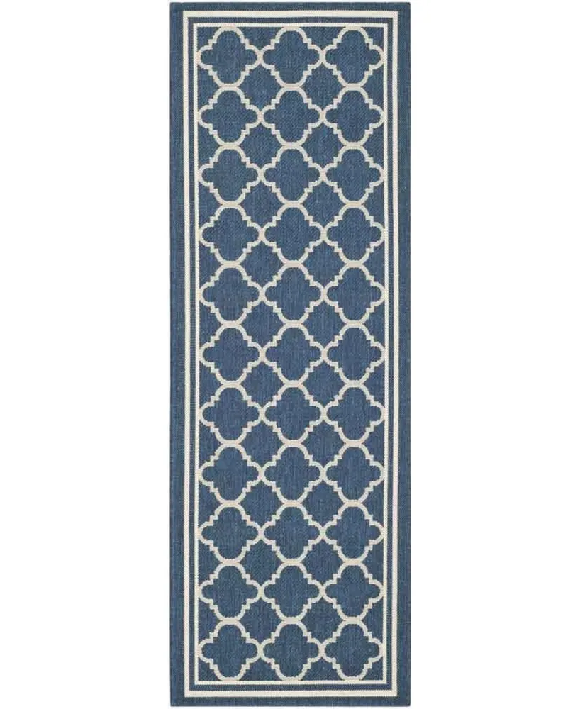 Safavieh Courtyard CY6918 Navy and Beige 2'3" x 10' Sisal Weave Runner Outdoor Area Rug