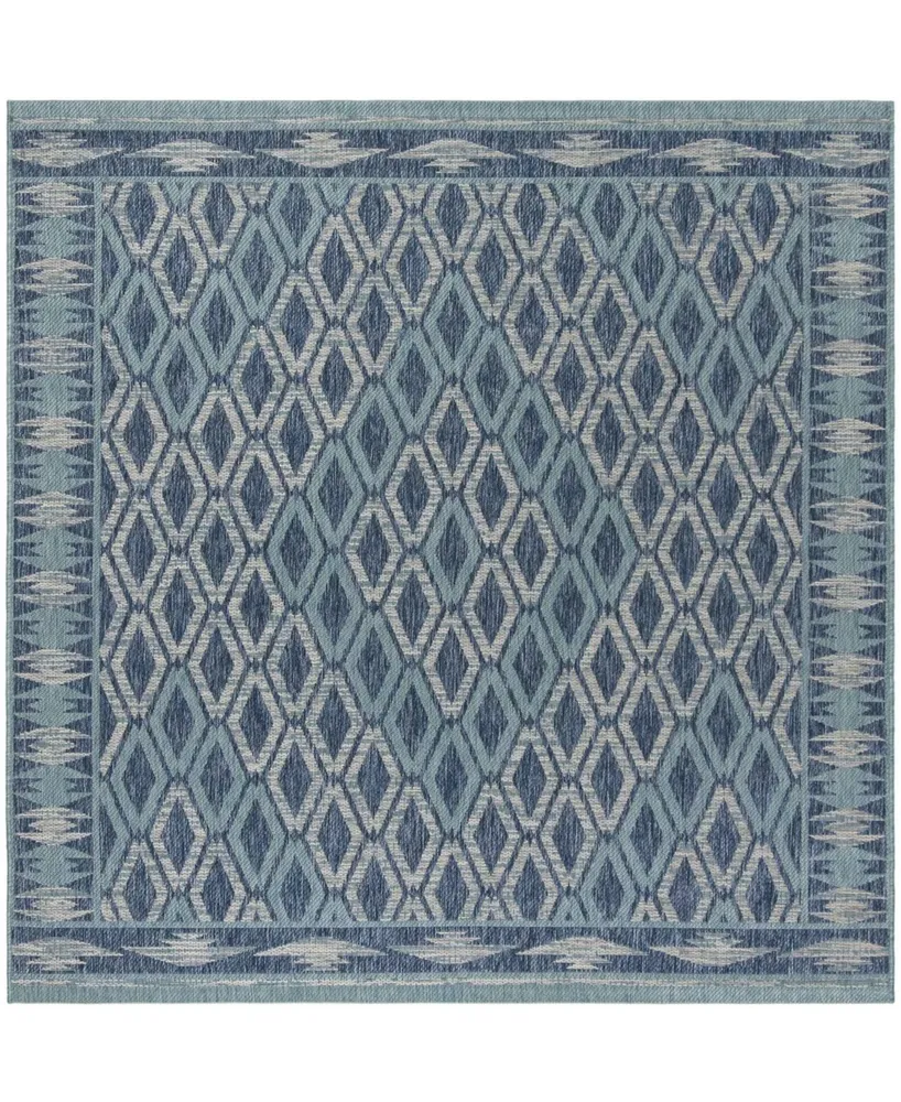 Safavieh Courtyard CY8531 Navy and Aqua 5'3" x 5'3" Sisal Weave Square Outdoor Area Rug