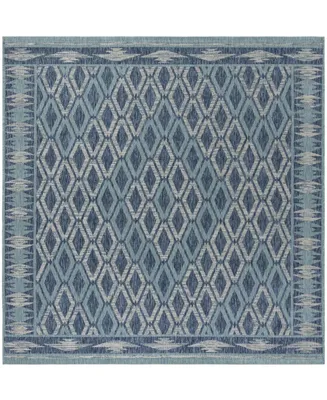 Safavieh Courtyard CY8531 Navy and Aqua 5'3" x 5'3" Sisal Weave Square Outdoor Area Rug