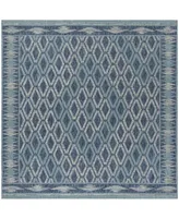 Safavieh Courtyard CY8531 Navy and Aqua 5'3" x 5'3" Sisal Weave Square Outdoor Area Rug