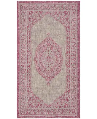 Safavieh Courtyard CY8751 Light Gray and Fuchsia 2' x 3'7" Sisal Weave Outdoor Area Rug