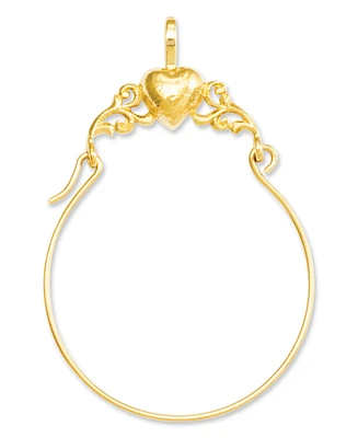 14k Gold Charm Holder, Polished Heart Charm Holder