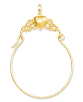 14k Gold Charm Holder, Polished Heart Charm Holder