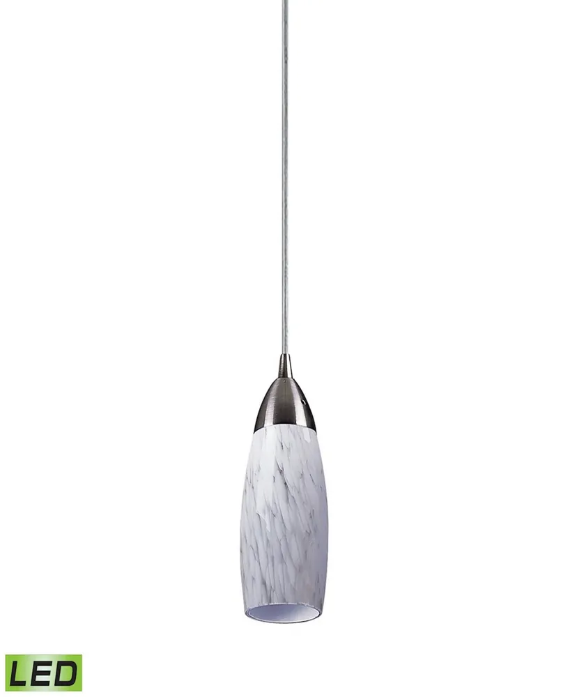 1 Light Pendant in Satin Nickel and Snow White Glass