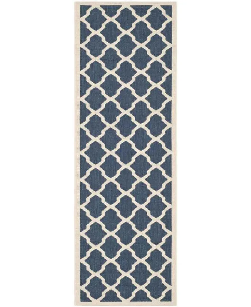 Safavieh Courtyard CY6903 Navy and Beige 2'3" x 10' Sisal Weave Runner Outdoor Area Rug