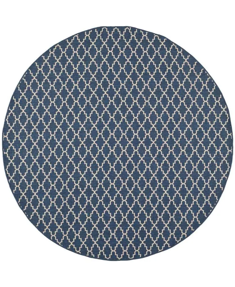 Safavieh Courtyard CY6919 Navy and Beige 5'3" x 5'3" Sisal Weave Round Outdoor Area Rug