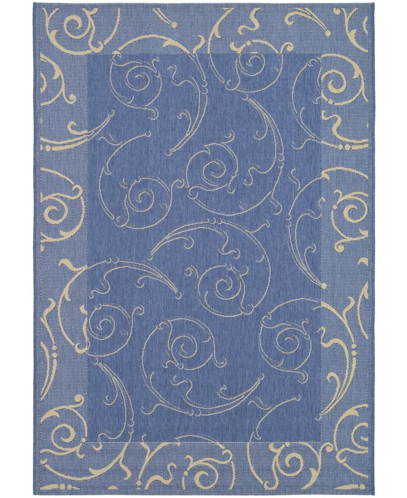 Safavieh Courtyard CY2665 Blue and Natural 6'7" x 9'6" Outdoor Area Rug