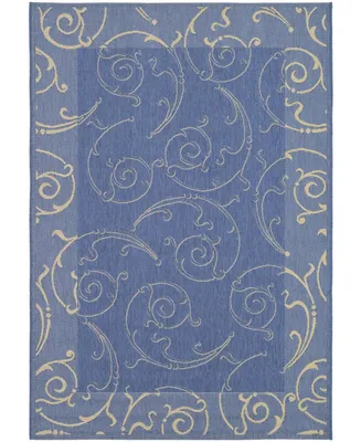 Safavieh Courtyard CY2665 Blue and Natural 6'7" x 9'6" Outdoor Area Rug