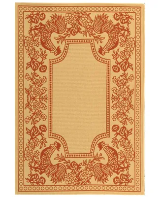 Safavieh Courtyard CY3305 Natural and Red 2'3" x 12' Sisal Weave Runner Outdoor Area Rug