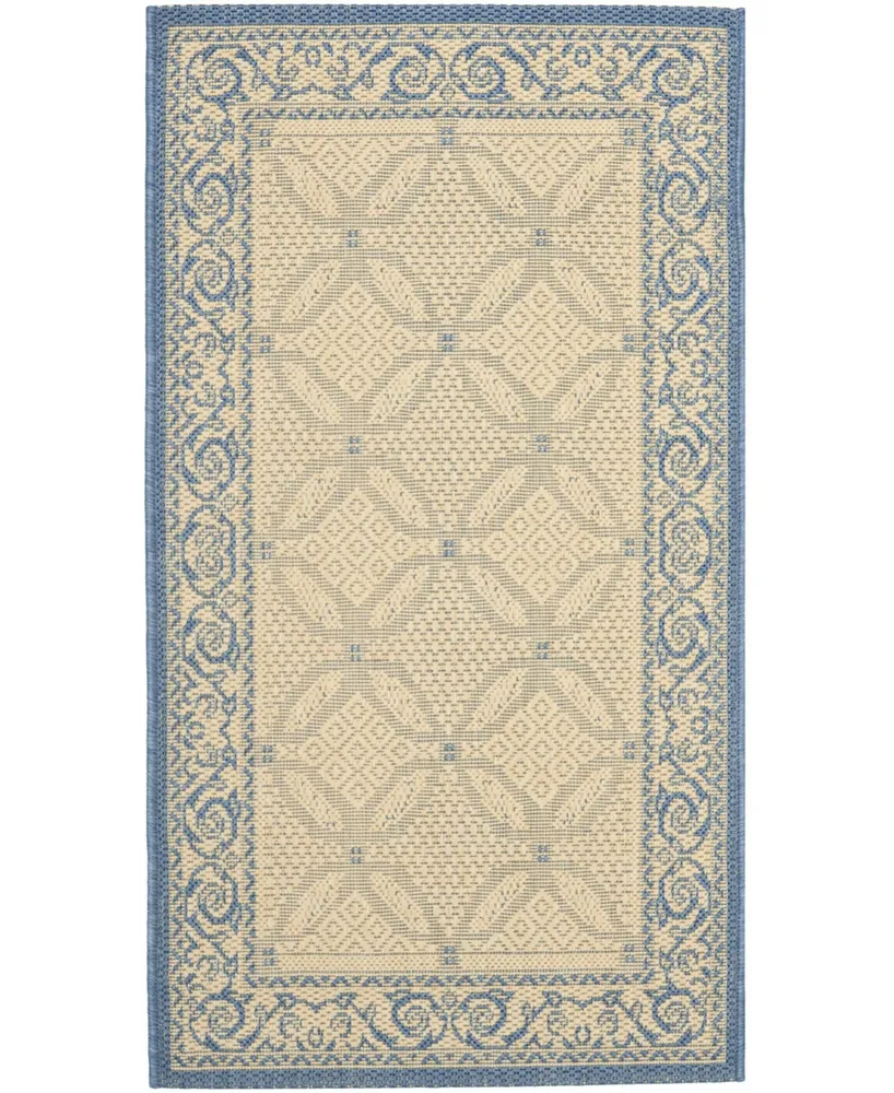 Safavieh Courtyard CY1502 Natural and Blue 9' x 12' Outdoor Area Rug