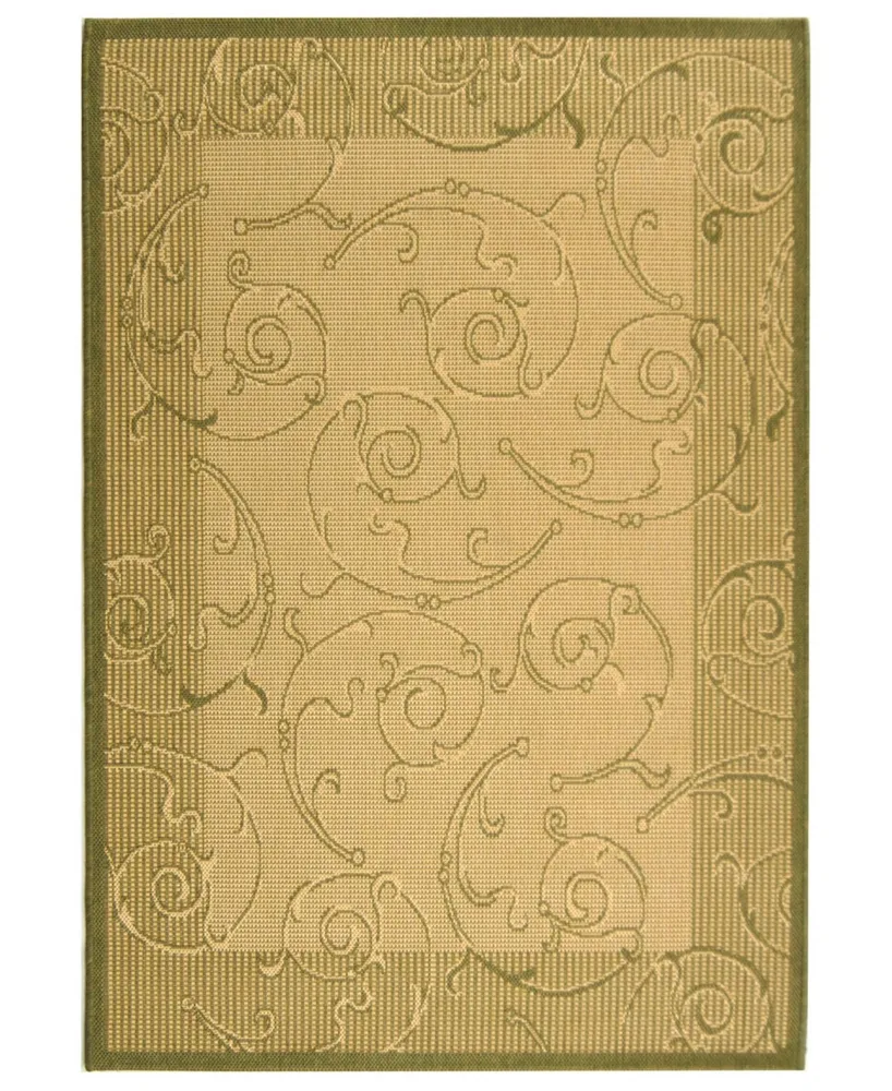 Safavieh Courtyard CY2665 Natural and Olive 7'10" x 7'10" Square Outdoor Area Rug