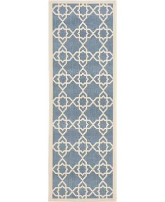 Safavieh Courtyard CY6032 Blue and Beige 2'3" x 12' Sisal Weave Runner Outdoor Area Rug