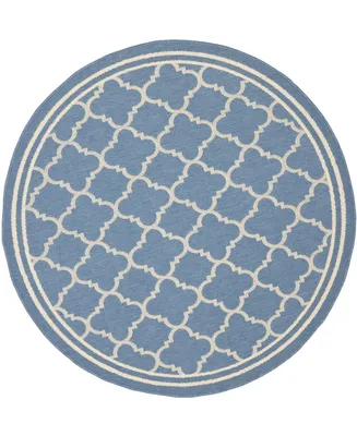 Safavieh Courtyard CY6918 Blue and Beige 7'10" x 7'10" Sisal Weave Round Outdoor Area Rug