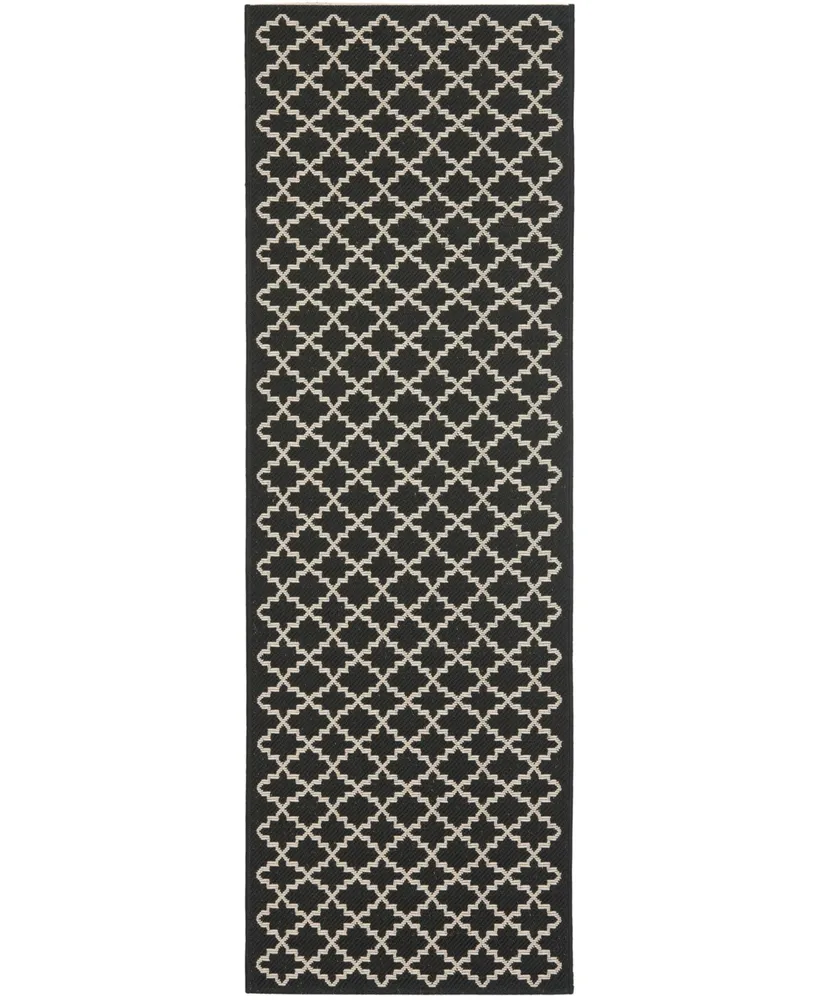 Safavieh Courtyard CY6919 Black and Beige 2'3" x 16' Runner Outdoor Area Rug